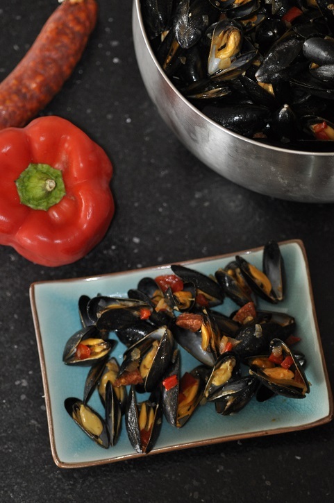 Cuisine Coccinelle | Moules au chorizo à la plancha